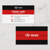 Schwarz und Rot Moderne Personalisiert Visitenkarte (Vorne/Hinten)