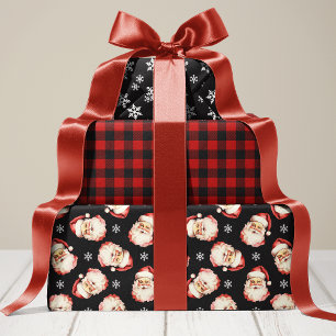 Schwarz und Rot Retro Vintag Weihnachten Geschenkpapier Set