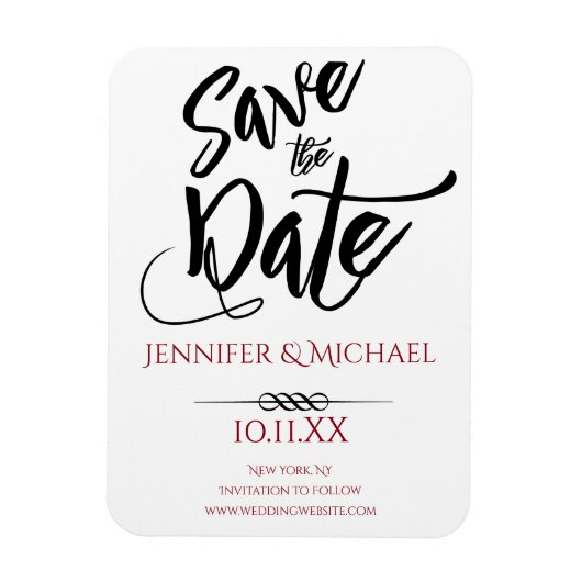 Schwarz und Rot Save the Date Magnet (Vertikal)