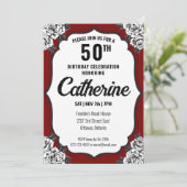 Schwarz und Rot Tattoo Geburtstag Einladung (Stehend Vorderseite)