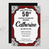 Schwarz und Rot Tattoo Geburtstag Einladung (Vorne/Hinten)