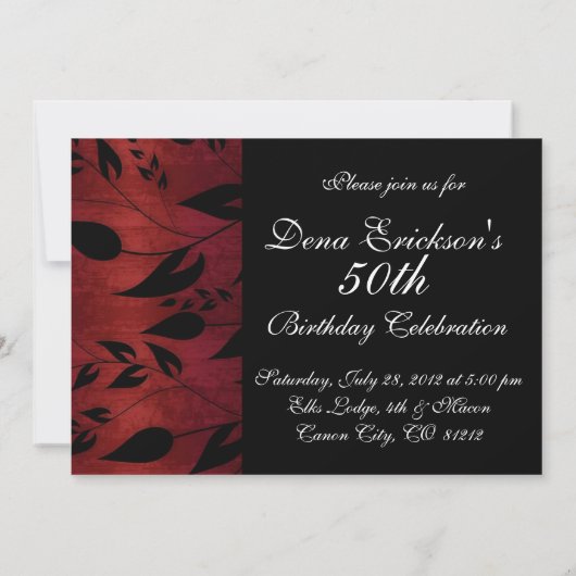 Schwarz und Rot verlässt Party Einladung (Rückseite)