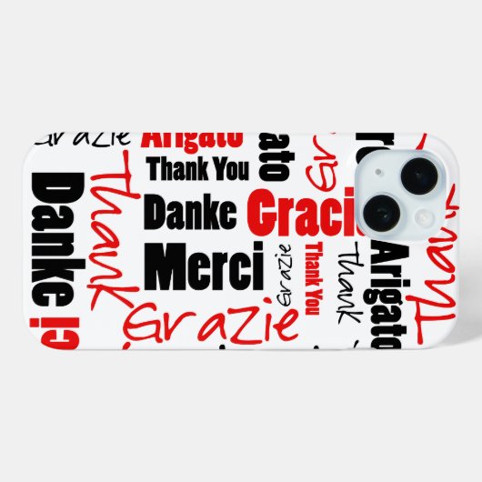 Schwarz und Rot Vielen Dank Word Cloud Case-Mate iPhone Hülle (Rückseite (Horizontal))