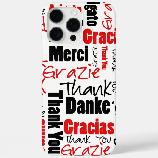 Schwarz und Rot Vielen Dank Word Cloud Case-Mate iPhone Hülle (Rückseite)