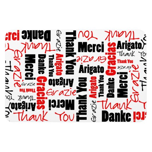 Schwarz und Rot Vielen Dank Word Cloud Magnet (Horizontal)