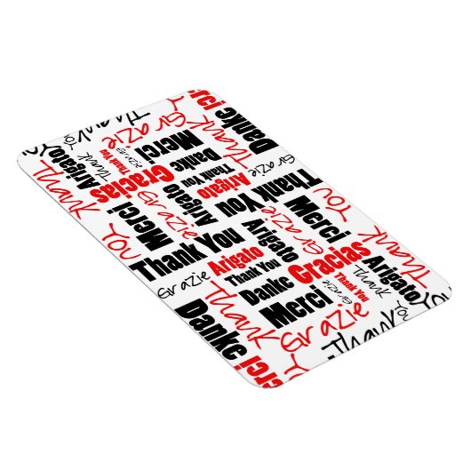 Schwarz und Rot Vielen Dank Word Cloud Magnet (Rechte Seite)