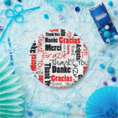 Schwarz und Rot Vielen Dank Word Cloud Pappteller (Party)