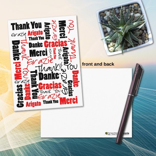 Schwarz und Rot Vielen Dank Word Cloud Postkarte