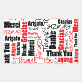 Schwarz und Rot Vielen Dank Word Cloud Rechteckiger Aufkleber (Vorderseite)