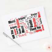 Schwarz und Rot Vielen Dank Word Cloud Rechteckiger Aufkleber (Umschlag)
