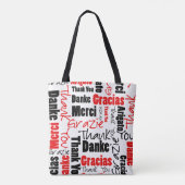 Schwarz und Rot Vielen Dank Word Cloud Tasche (Rückseite)