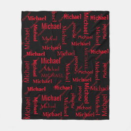 Schwarz und Rot Wiederholter Vor- und Nachname Fleecedecke
