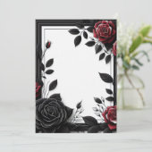 Schwarz und Rote Rosen Einladung (Stehend Vorderseite)
