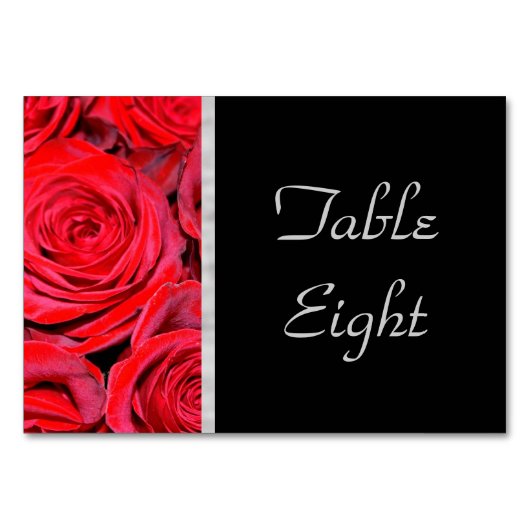 Schwarz und Rote Rosen Tischnummer (Vorderseite)