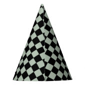 Schwarz und Salbeigrün Kariert Partyhütchen (Rückseite)