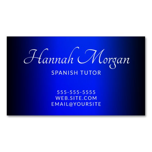 Schwarz und Sapphire Blue Elegant Ombre Magnetische Visitenkarte (Vorderseite)