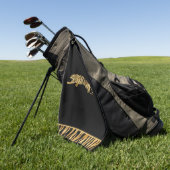 Schwarz und Schimmergoldhandtuch Personalisiert Golfhandtuch (Gras)