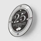 Schwarz und Silber 25. Hochzeitstag Runde Wanduhr (Winkel)