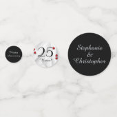 Schwarz und Silber 25-jähriges Tischdekor Konfetti (Vorderseiten)