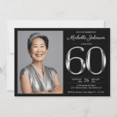 Schwarz und Silber 60. Geburtstag Einladung (Vorderseite)