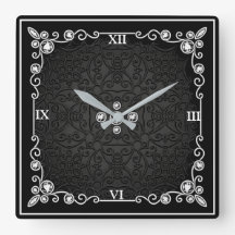 Schwarz und Silber Art Deco Wand Uhr