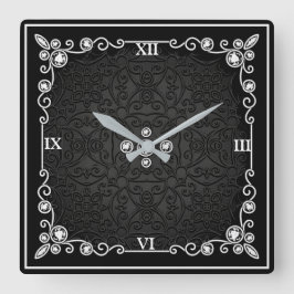 Schwarz und Silber Art Deco Wand Uhr