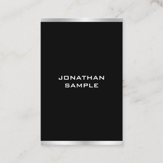 Schwarz und Silber Beruflich elegant modern Visitenkarte (Vorderseite)