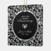 Schwarz und Silber Damask 25 Jahre Keramikornament (Links)
