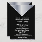 Schwarz und Silber Elegante Moderne Hochzeit Einla Einladung (Vorne/Hinten)
