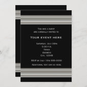 Schwarz und Silber Elegantes Party Einladung (Vorne/Hinten)