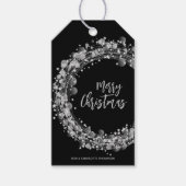 Schwarz und Silber frohe Weihnachten Geschenkanhänger (Vorderseite)