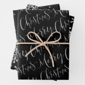 Schwarz und Silber frohe Weihnachtsschneeflocken S Geschenkpapier Set (Beispiel)