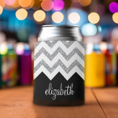 Schwarz und Silber Glitzer Druckköpfe und Name Dosenkühler