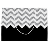 Schwarz und Silber Glitzer Druckköpfe und Name Große Geschenktüte (Rückseite)