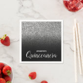 Schwarz und Silber Glitzer Ombre Quinceanera Serviette (Beispiel)