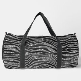 SCHWARZ- UND SILBER-GLITZER SEHEN TIERDRUCKEN AUS. DUFFLE BAG