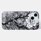 Schwarz und Silber Grau Toile de Fleur Case-Mate iPhone Hülle (Rückseite (Horizontal))