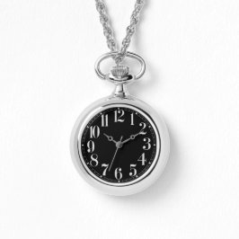 Schwarz und Silber große Zahlen Armbanduhr