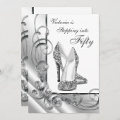 Schwarz und Silber in 50 Geburtstagsparty Einladung (Vorne/Hinten)