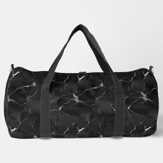 Schwarz und Silber marmorisiert Duffle Bag (Vorderseite)