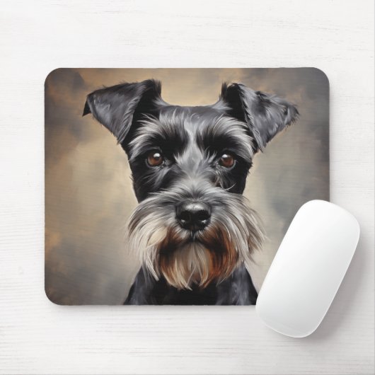 Schwarz und Silber Miniatur Schnauzer Mousepad (Mit Mouse)