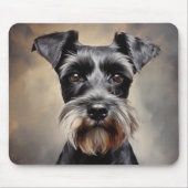 Schwarz und Silber Miniatur Schnauzer Mousepad (Vorne)