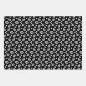 Schwarz und Silber Modernes Weihnachtsmuster Geschenkpapier Set (Vorderseite 3)