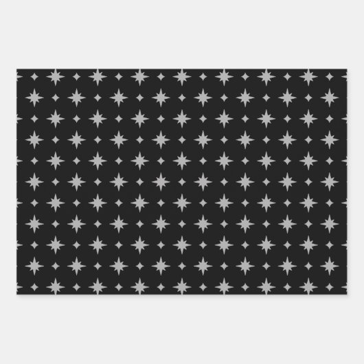 Schwarz und Silber Modernes Weihnachtsmuster Geschenkpapier Set (Vorderseite 2)