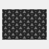 Schwarz und Silber Modernes Weihnachtsmuster Geschenkpapier Set (Vorderseite)