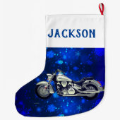 Schwarz und Silber Motorrad und Schnee Großer Weihnachtsstrumpf (Rückseite)