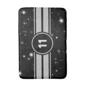 Schwarz und Silber Racing Stripes Starlight Badematte (Vorderseite Vertikal)