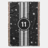 Schwarz und Silber Racing Stripes Starlight Decke (Vorderseite Vertikal)