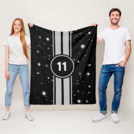 Schwarz und Silber Racing Stripes Starlight Fleecedecke