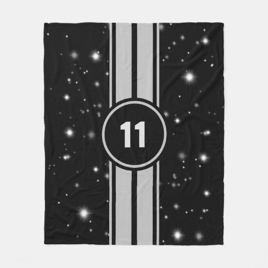 Schwarz und Silber Racing Stripes Starlight Fleecedecke (Vorderseite)